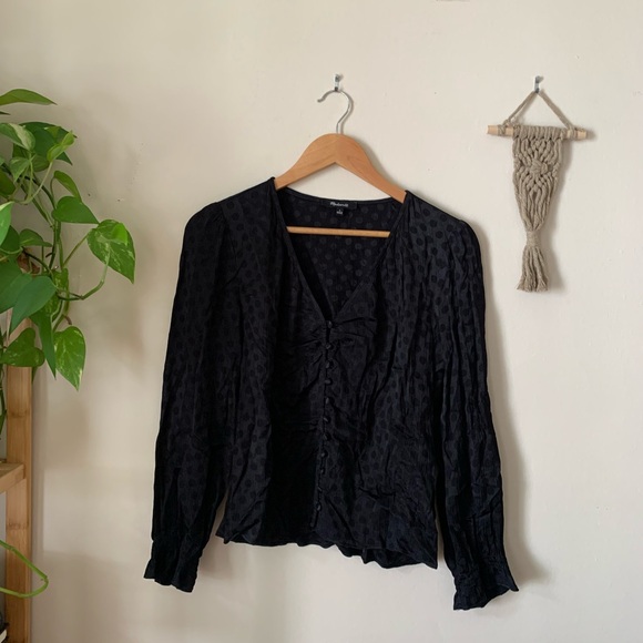 Madewell // Black Polka Dot Blouse - Picture 2 of 9